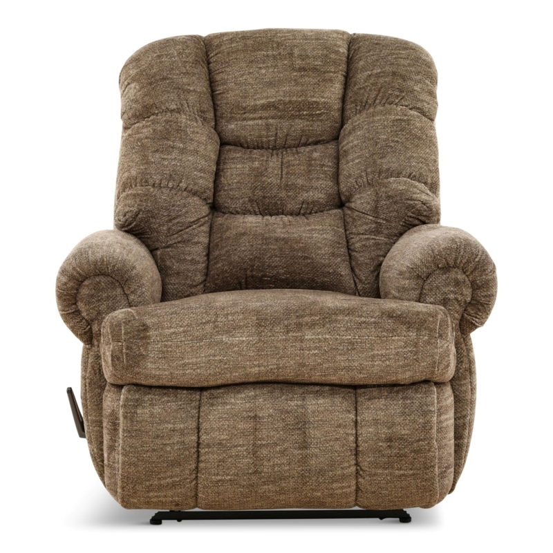 Recliner Triple Bustle Back Oversized Brown Textured Fabric