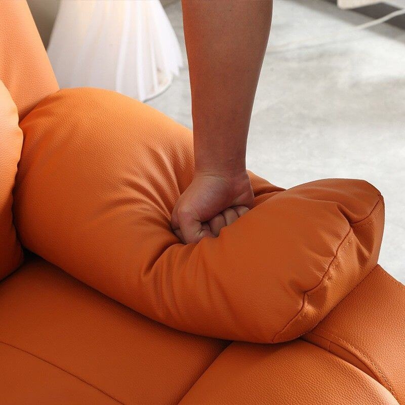 Recliner Vibrant Orange Pebbled Leather-Like Plush Padding