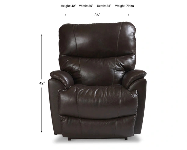 Recliner Walnut Leather-Like with Tiered Backrest and Padded Pillow Arms