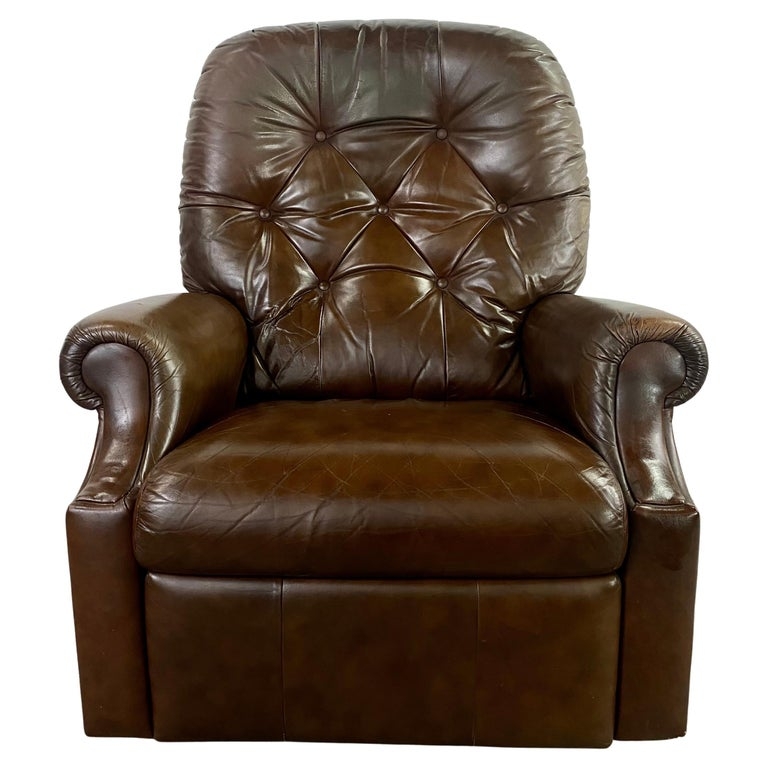 Recliner with Button Tufted Back, Rolled Arms, Chesterfield Style