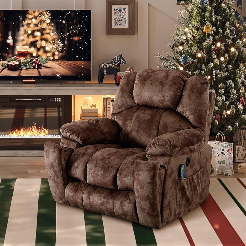 Recliner with Remote Control Pocket and Mottled Texture