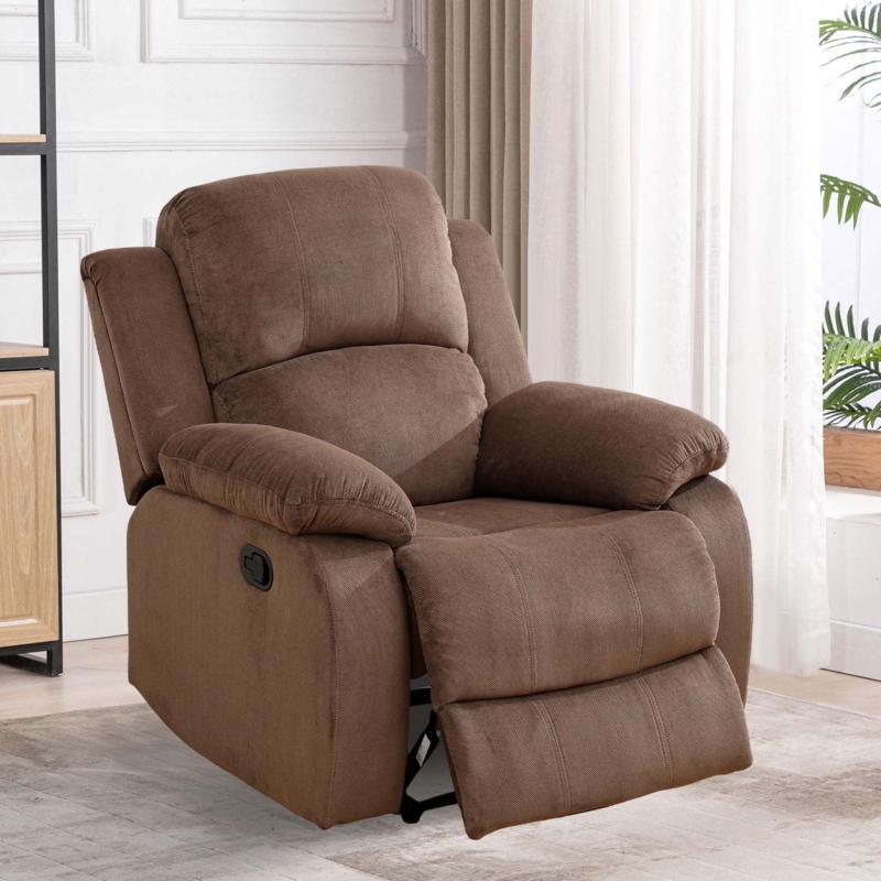 Recliner with Ribbed Texture and Overstuffed Silhouette