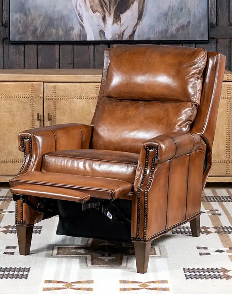 Recliner with Tapered Legs and Nailhead Trim Details