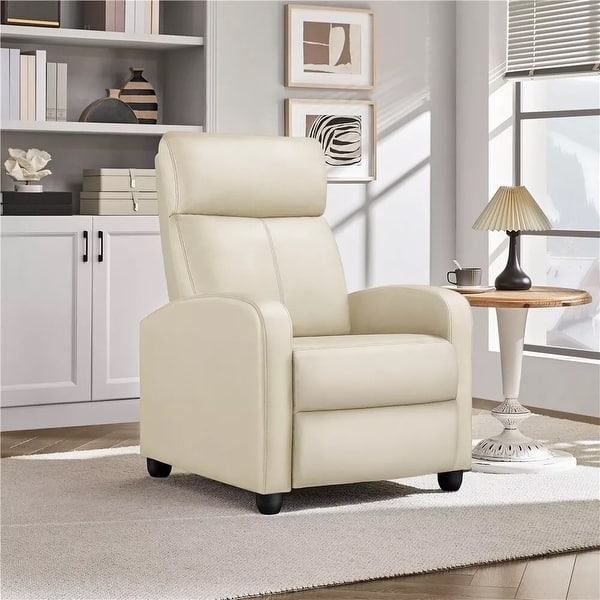 Reclining Armchair with Slim Profile, Track Arms, Beige Finish