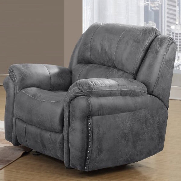 Reclining Chair Nailhead Trim with Weathered Finish and Padded Arms
