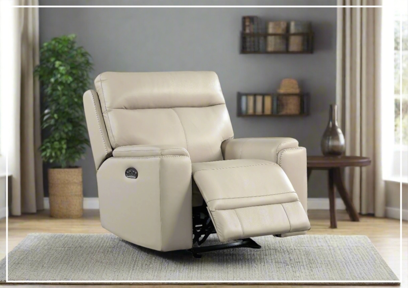 Reclining Chair Power Cream Leather Like Split Back