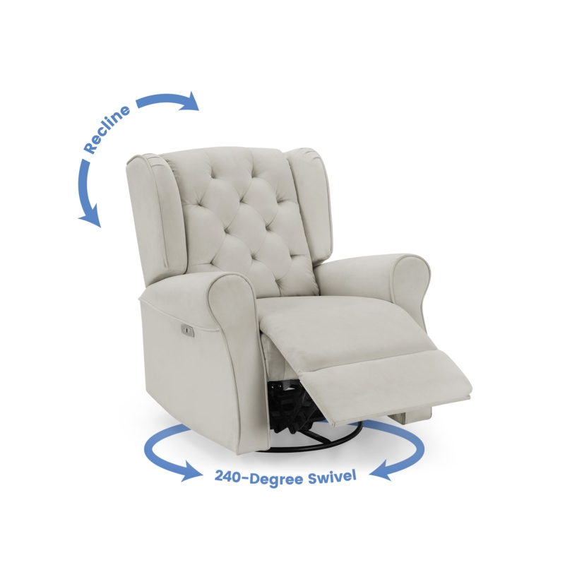 Reclining Glider Wingback Button Tufted Power Swivel