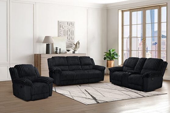Reclining Living Room Set Ribbed Fabric Channeled Back