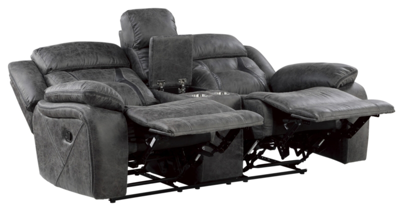 Reclining Loveseat Dark Gray Storage Console Cup Holders Dual Recliner