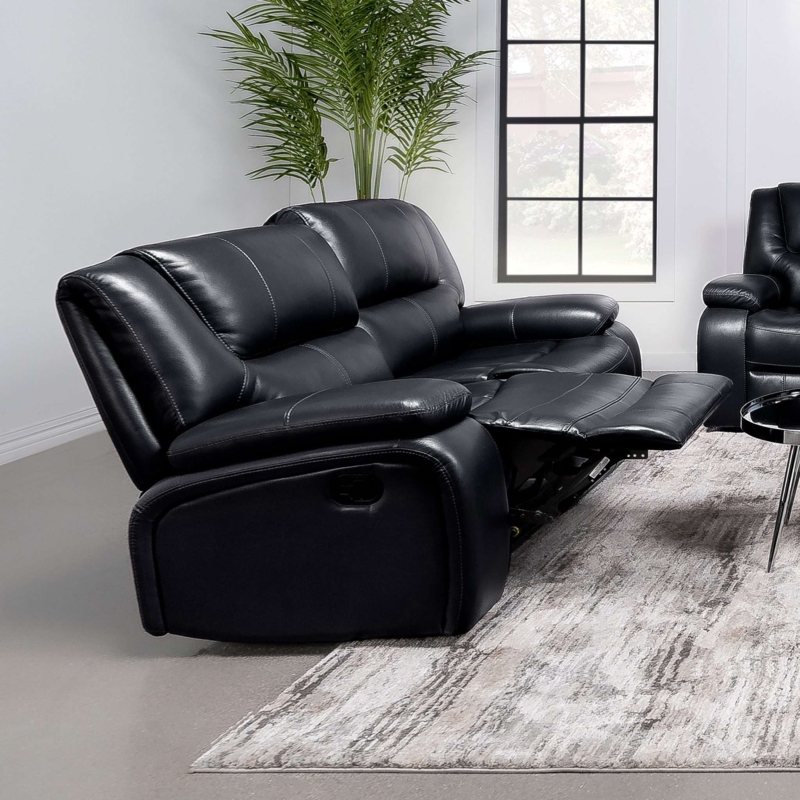 Reclining Loveseat Modern Leather-Like Horizontal Stitch