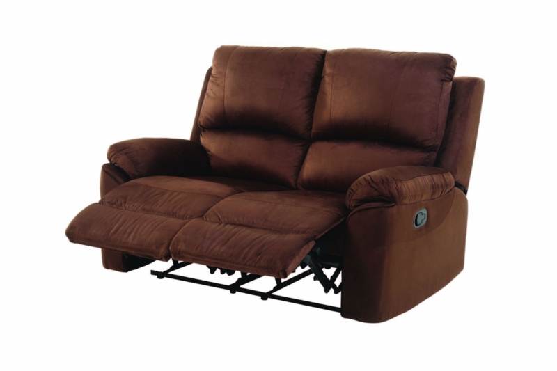 Reclining Loveseat Split Back Chocolate Brown Plush Fabric