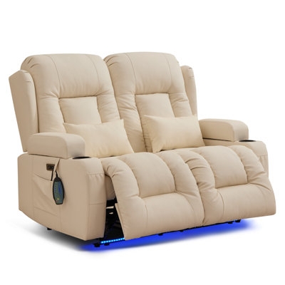 Reclining Loveseat with Integrated Cup Holders and LED Base Light