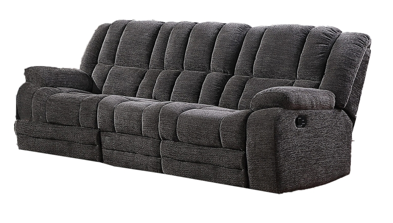 Reclining Sofa Charcoal Gray Vertical Channeling Manual Motion