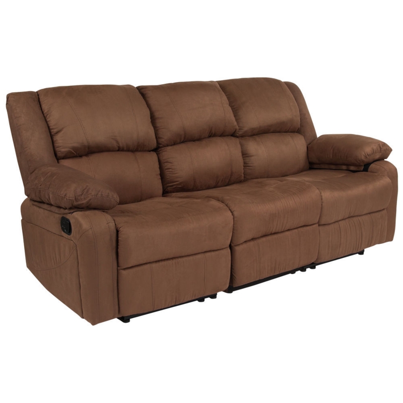 Reclining Sofa featuring Tiered Back Cushions and Manual Motion