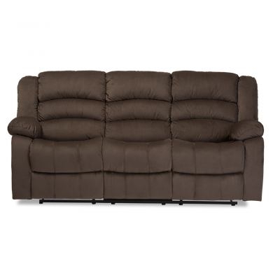 Reclining Sofa in Taupe Microsuede with Horizontal Channel Stitching