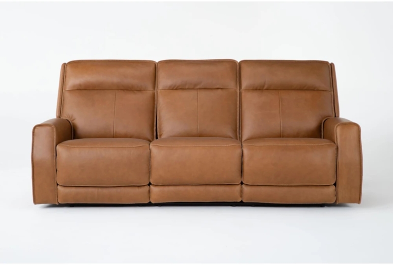 Reclining Sofa Leather-Like Power Zero Gravity Track Arms Contemporary