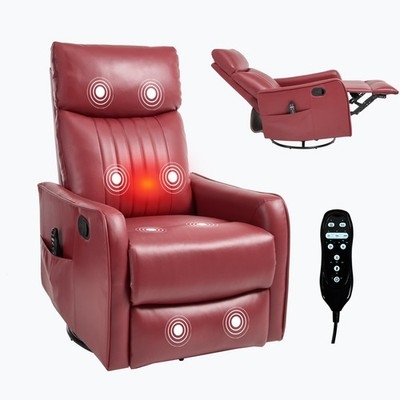 Red Swivel Rocker Recliner with Heat and Massage Functions