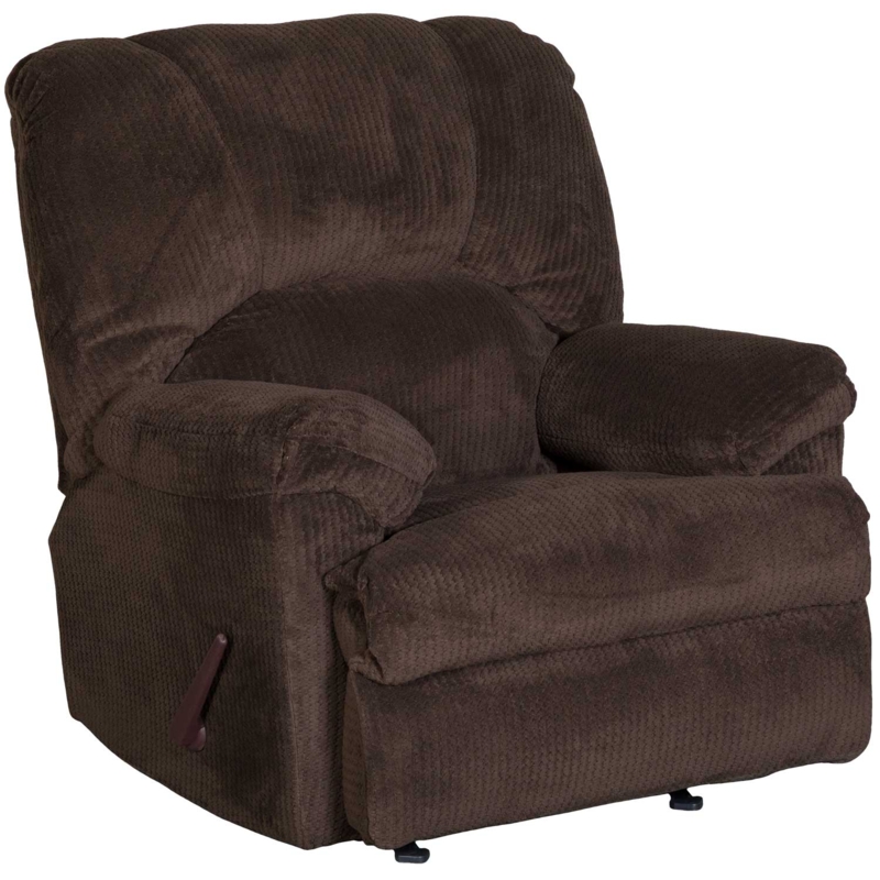 Ribbed Fabric Manual Rocker Recliner in Chocolate Brown