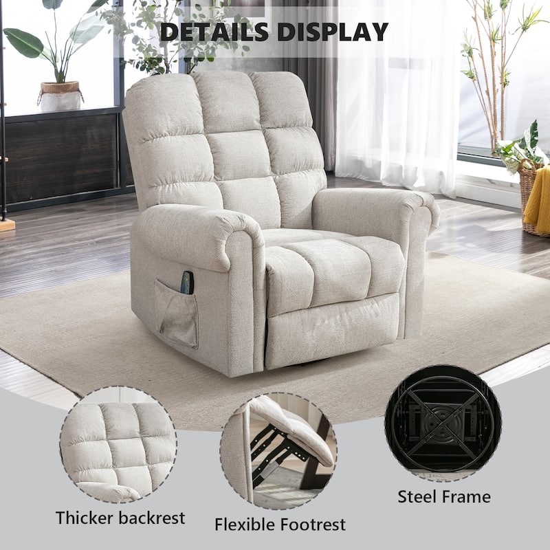 Rocker Recliner Chair Dark Brown Leather Like Pillow Top Arms