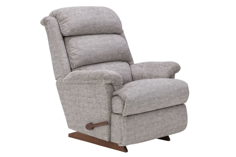 Rocker Recliner Chair Heathered Grey Linen-like Three-tier Back Cushion