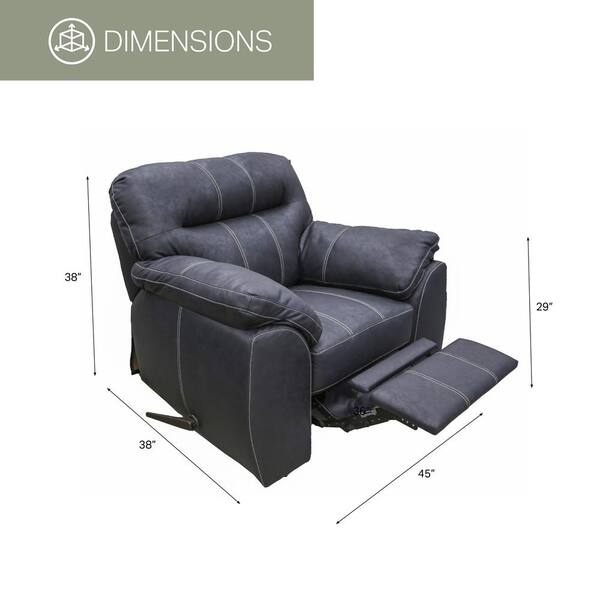 Rocker Recliner Chair with Contrast Stitching and Dimensions Graphic