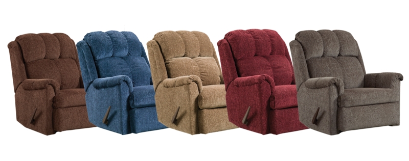 Rocker Recliner Channeled Back Overstuffed Silhouette Manual Lever Traditional