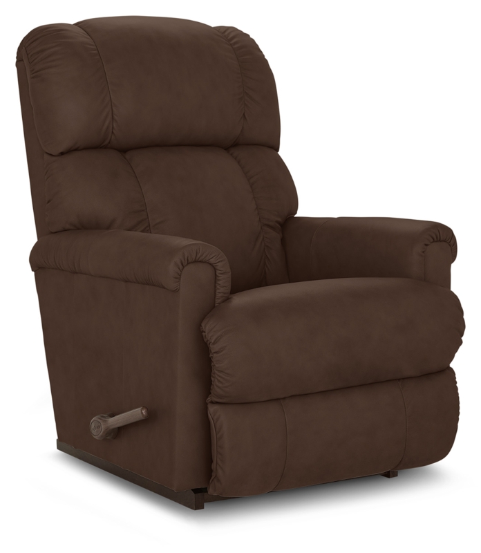 Rocker Recliner Chocolate Brown Leather-Like Channel-Tufted Plush Seat