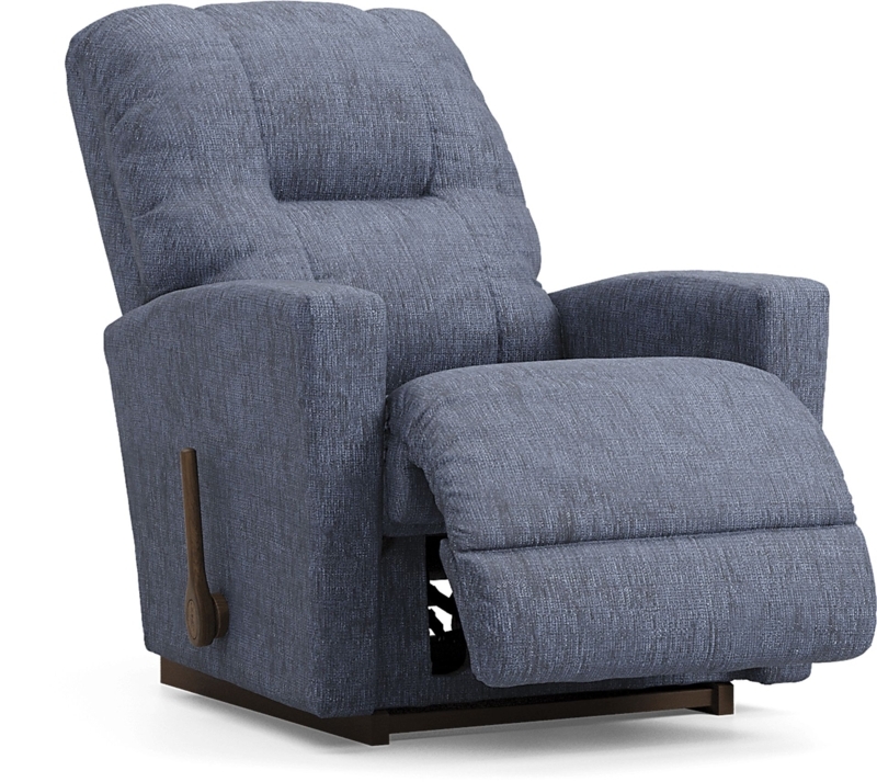 Rocker Recliner Heathered Blue Fabric Tiered Backrest