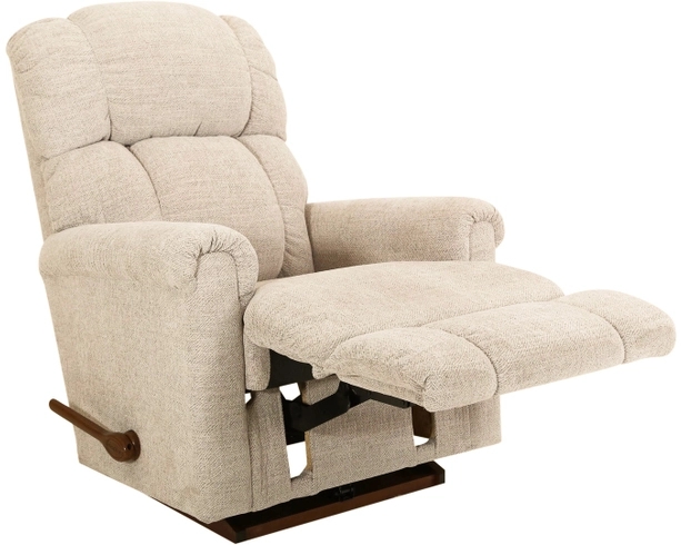 Rocker Recliner in Cream Woven Texture with Tiered Back