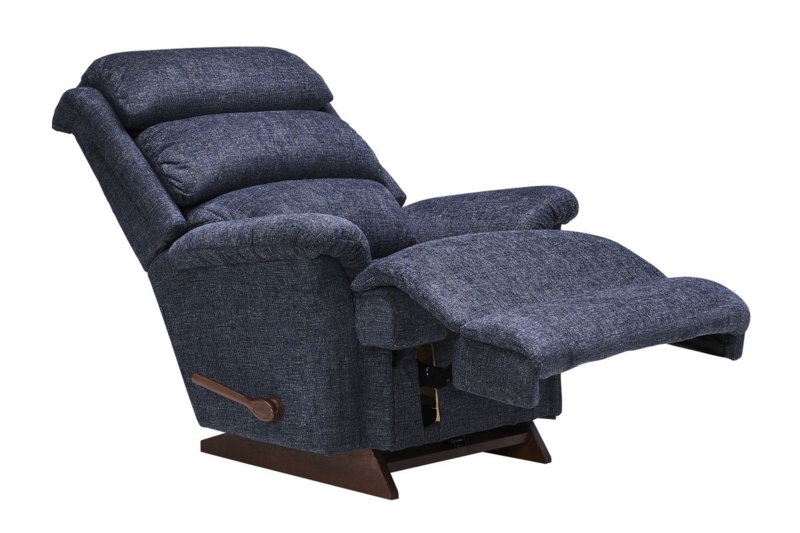 Rocker Recliner in Marine Blue Fabric with Triple Tier Back