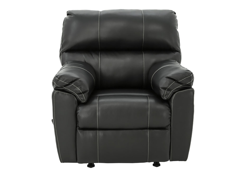 Rocker Recliner Leather-Like Contrast Stitch Overstuffed