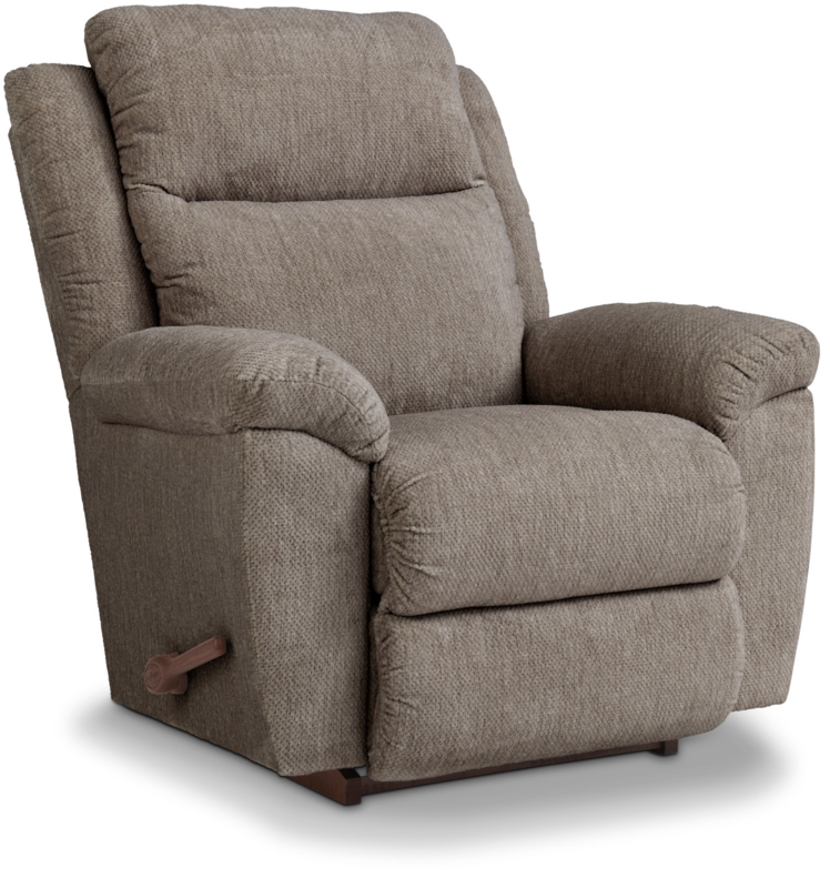 Rocker Recliner Manual Lever Taupe Fabric Swivel Base
