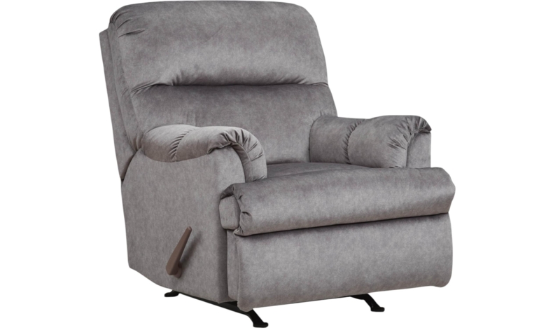 Rocker Recliner Medium Gray Velvet-Like Manual Ruched Armrests