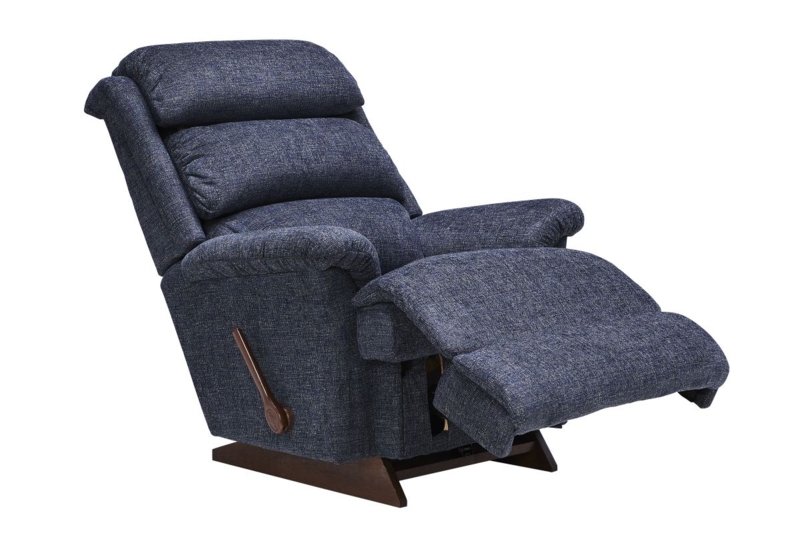 Rocker Recliner Navy Blue Overstuffed Tiered Back Design