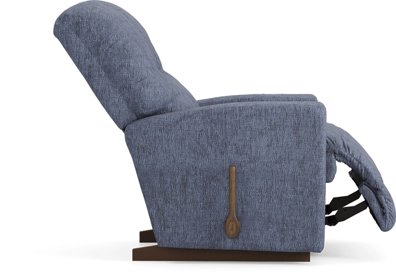 Rocker Recliner Slate Blue Linen Like Woven Texture