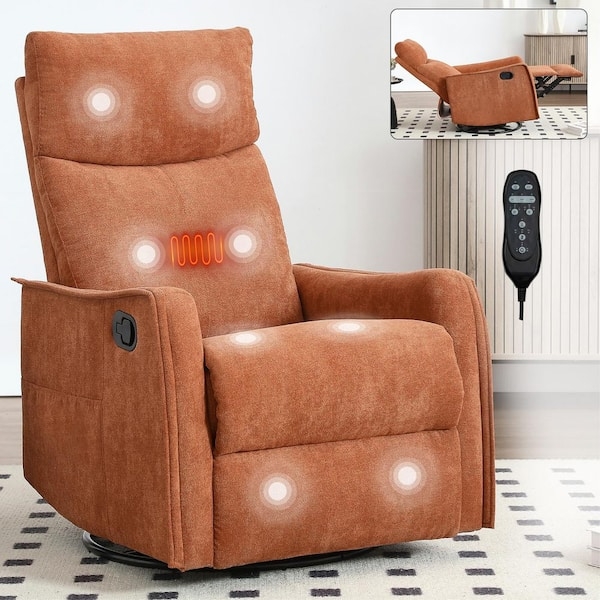 Rocker Recliner with Heat and Massage, Textured Orange