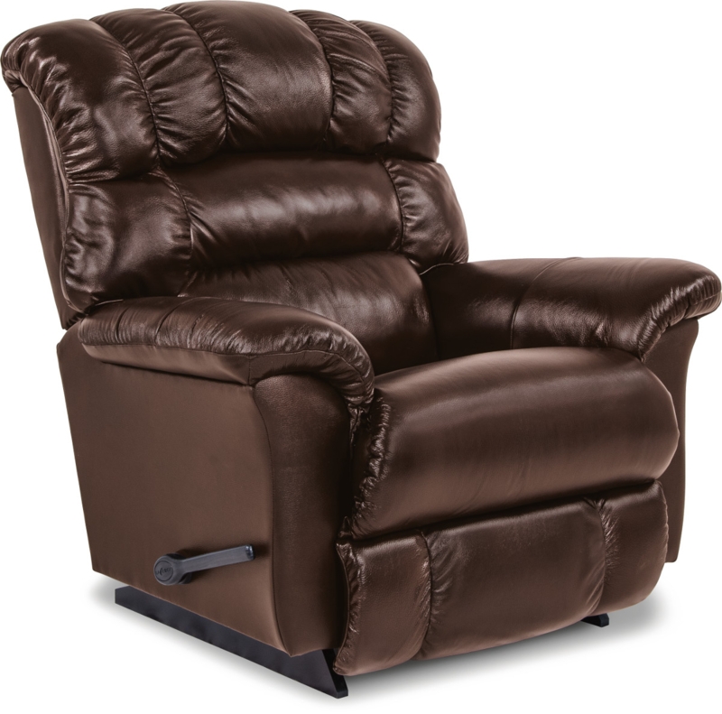 Rocker Recliner with Overstuffed Silhouette in Chocolate Brown
