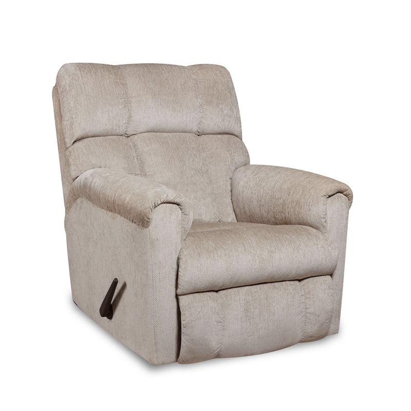 Rocker Recliner with Three-Tiered Back in Textured Beige Fabric