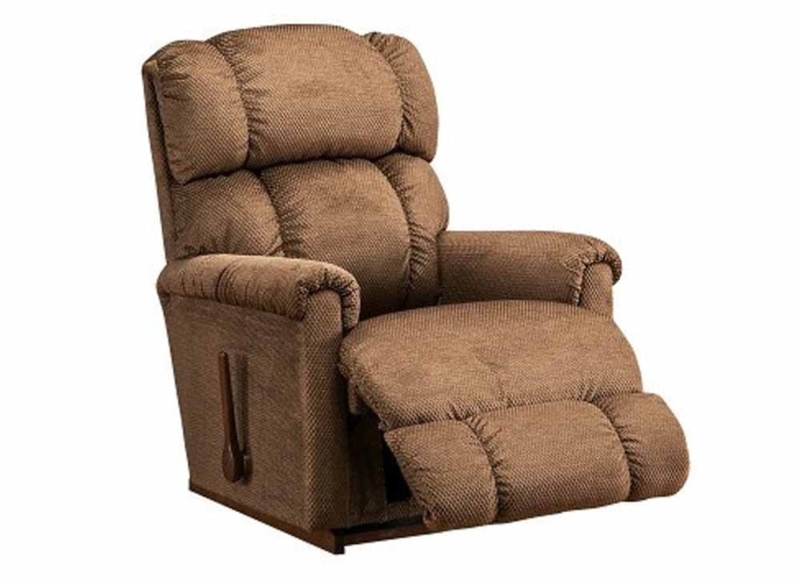 Rocker Recliner with Tiered Backrest and Manual Wood Handle