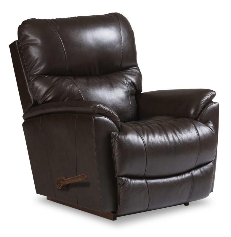 Rocking Recliner Dark Brown Leather-Like Triple-Cushion Back Manual