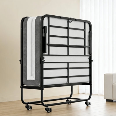 Rollaway Bed Frame Folding Mechanism Portable Guest Bed With Casters