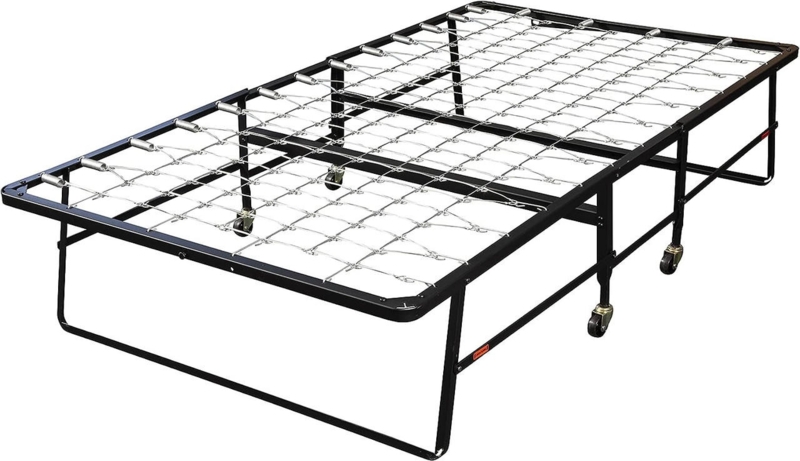 Rollaway Bed Frame, Metal Folding, Spring Deck, Swivel Casters.