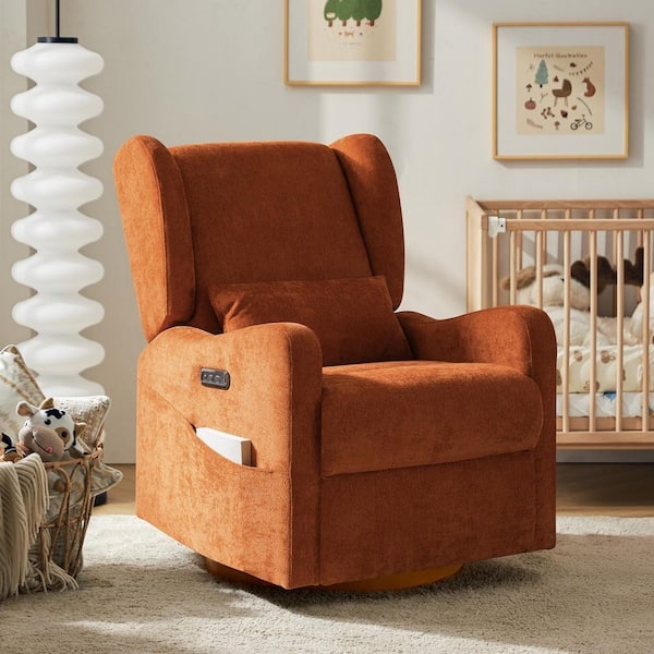 Rooibos Swivel Glider Recliner with Wingback and Electronic Controls