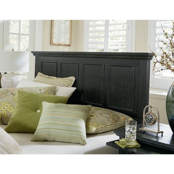 Rustic Black Headboard with Farmhouse Four Panel Design Detail