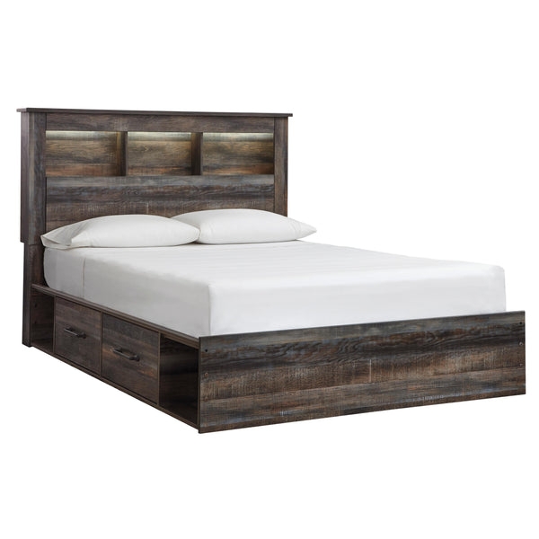 Rustic Industrial Storage Bed with Multi-Tonal Finish & LED Lighting