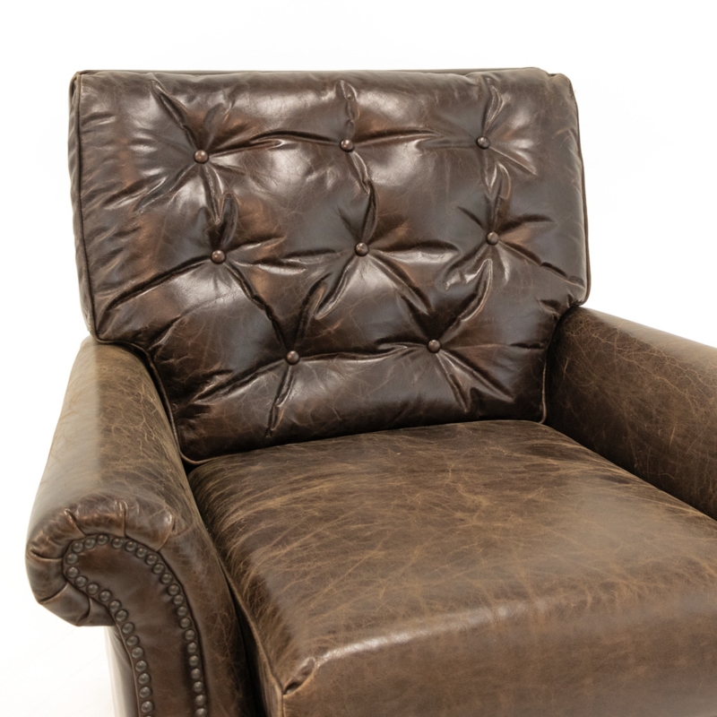 Rustic Leather Furniture, Distressed Recliner with Crackle Finish
