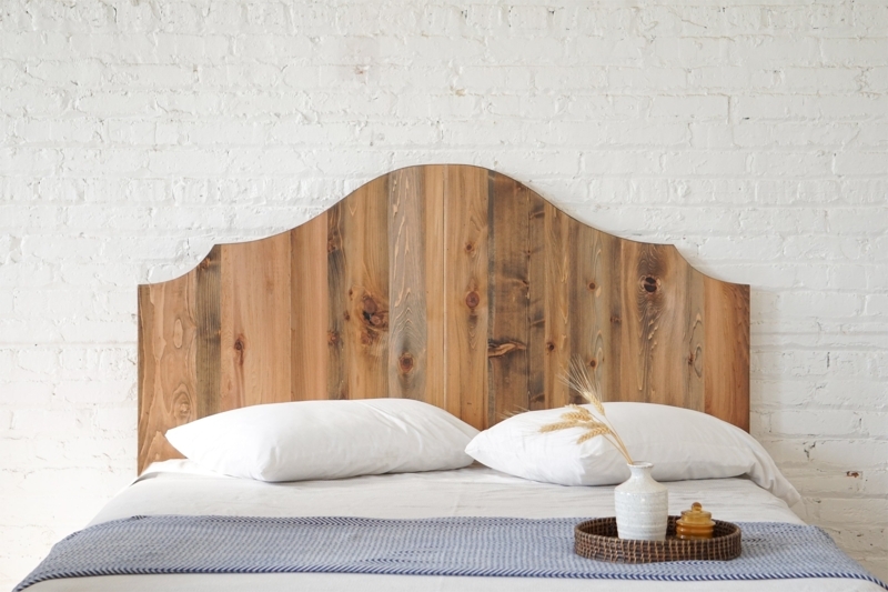 Rustic Plank Headboard, Vertical Wood Design, Distressed Finish, Arched