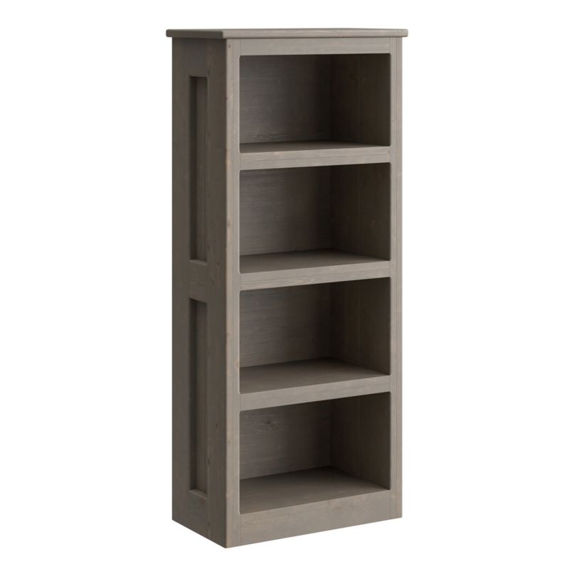 Rustic Weathered Grey Bookcase with Sturdy Block Frame