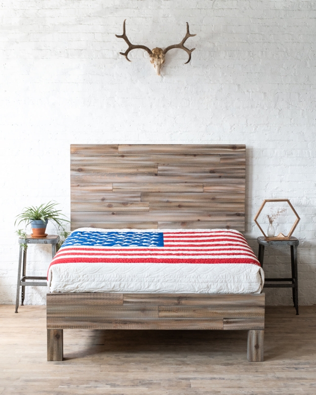 Rustic Wood Headboard with Weathered Horizontal Planks