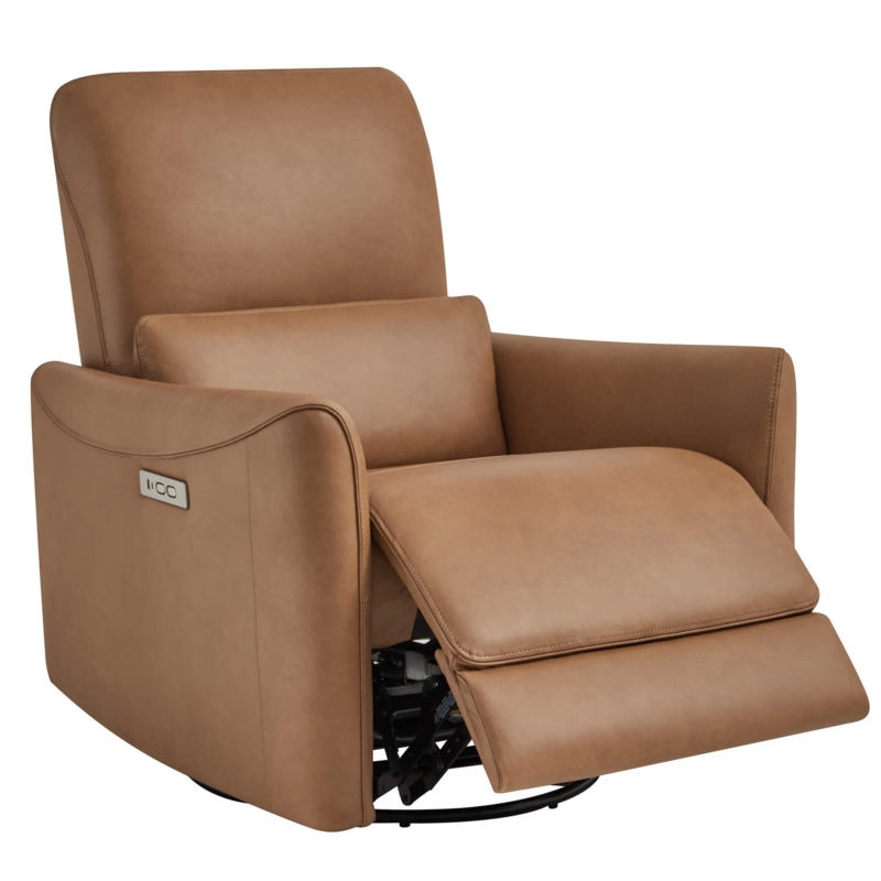 Saddle Brown Faux Leather Power Swivel Recliner with USB Port
